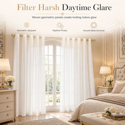 🏛️ PROMO FLASH : 50% DE RÉDUCTION ! Rideau Voilage en Jacquard Géométrique – Tissage Haute Densité, Filtre Anti-UV & Intimité Préservée for une Lumière Tamisée d'une Rare Élégance ✨