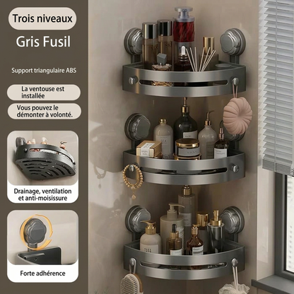 📢📢40 % DE RÉDUCTION !! ⏰ Étagère de Rangement d'Angle pour Douche 🚿 Gain de Place et Installation Facile, Parfaite pour Organiser les Articles de Toilette ✨