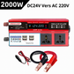 Adaptateur de chargeur de voiture portable 2000W avec onduleur de puissance, convertit le courant continu en courant alternatif