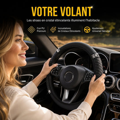 💎50% DE RÉDUCTION POUR UN TEMPS LIMITÉ ! ✨ Housse de volant en strass – scintillante, matelassée, luxueuse 🚗