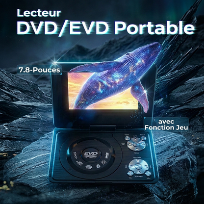Lecteur DVD/EVD portable de 7,8 pouces avec fonction de jeu