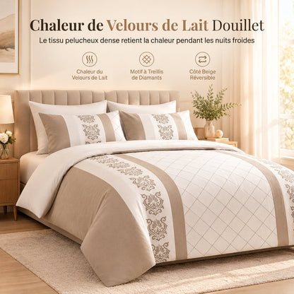 50% de Réduction – Parure de Lit 3 Pièces Velours Polaire Housse Couette Hiver