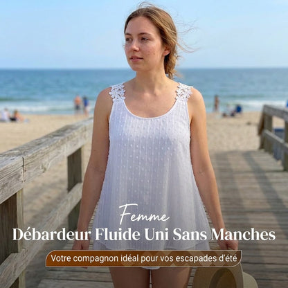 Débardeur fluide uni sans manches pour femme